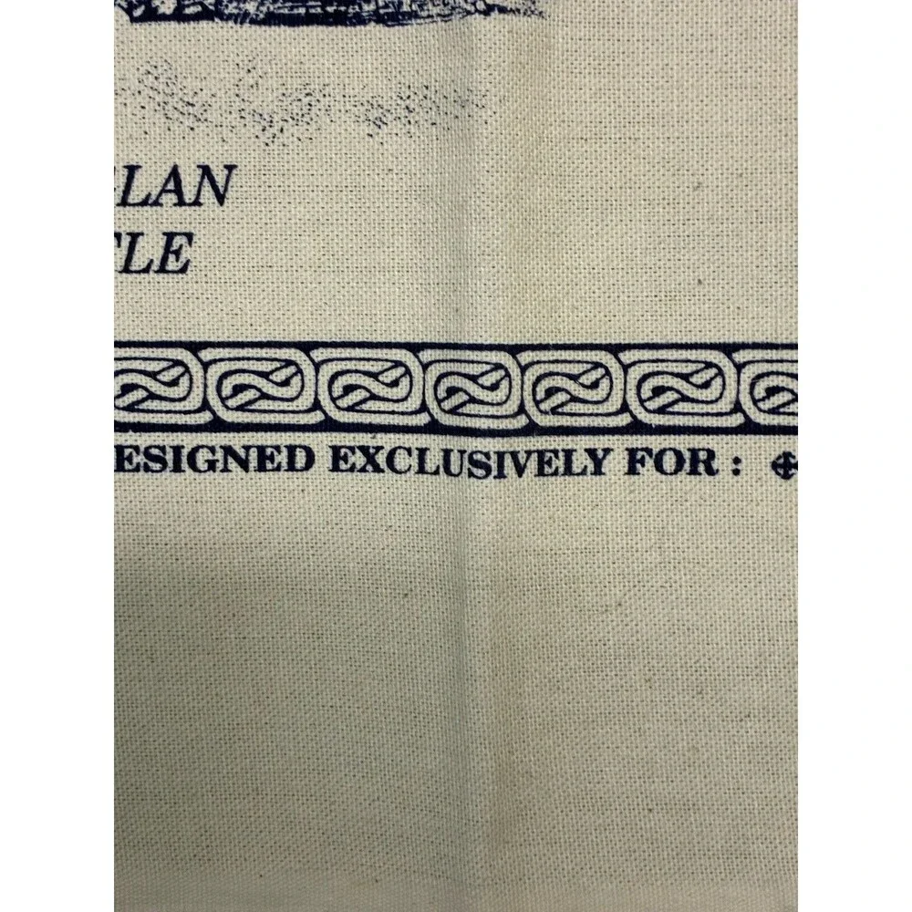 Cotton Tea Towel Souvenir Of “The Castles Of South Wales” Vintage